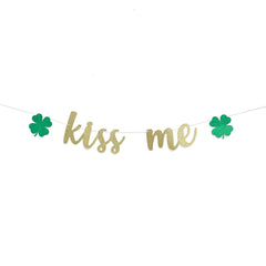 Kiss Me Garland Banner, St Patrick&#39;s Day Decorations Home, Party Decor Shamrock Green Leprechaun, St Patricks Day Decor, - Pretty Day