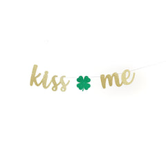 Kiss Me Garland Banner, St Patricks Day Decor, St Patrick&#39;s Day Decorations Home, Party Decor Shamrock Green Leprechaun - Pretty Day