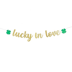 Lucky In Love Banner Garland Shamrock Shamrocks Green, St Patricks Day Wedding Decor, St Patricks Day Bridal Shower, - Pretty Day