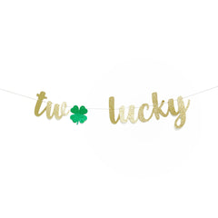 Two Lucky Garland Banner, St Patricks Day 2nd Birthday Decor, Decorations Second Shamrock - Pretty Day