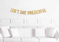 Isn&#39;t She Onederful Banner, Girl&#39;s 1st Birthday Party Decorations, First Birthday Decor - Pretty Day