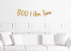 Boo I am Two Banner, Halloween 2nd Birthday Decorations, October Second Birthday Decor - Pretty Day