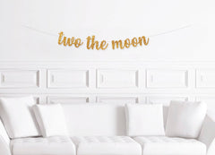 Two The Moon Banner, Boy 2nd Birthday Party Decorations, Love You Two The Moon, Space Themed Second Birthday Decor - Pretty Day