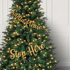 Christmas Tree Decorations, Santa Please Stop Here Banner, Christmas Tree Wrap Banner, Christmas Tree Bunting - Pretty Day