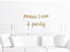 Peace, Love and Party Birthday Banner, Boho Hippy Birthday Decorations, 70s themed Birthday Decor, Girl - Pretty Day