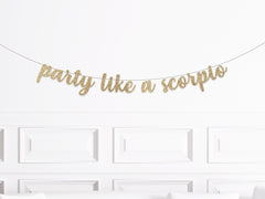 Party Like A Scorpio Banner, Zodiac Birthday Party Decorations, Astrology Birthday Banner, November Birthday Banner, October Birthday Banner - Pretty Day