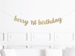 Berry 1st Birthday Banner, Berry Sweet One Decorations, Strawberry Themed Party Supplies, Strawberry 1st Birthday, First Birthday Girl - Pretty Day