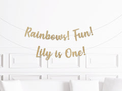 Rainbow 1st Birthday Banner, Rainbow 1st Birthday Decorations, Rainbows Fun, Girl Girls Decor - Pretty Day