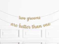 Gay Bridal Shower Decorations, Gay Bachelor Party Decor, Gay Wedding Shower Banner, Two Grooms are Better Than One Banner, Gay Bachelorette - Pretty Day