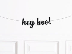 Hey Boo Halloween Party Banner, Hey Boo Halloween Garland, Halloween Decorations Indoor, Halloween Home Decor - Pretty Day