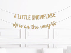 Winter Baby Shower Decorations, A Little Snowflake Is On The Way Banner, Snowflake Baby Shower Decor, Christmas Baby Shower Party Supplies - Pretty Day