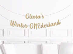 Winter Onederland Birthday Decorations, Custom Winter ONEderland Script Banner, Winter 1st Birthday Theme Themes, Girl Boy - Pretty Day