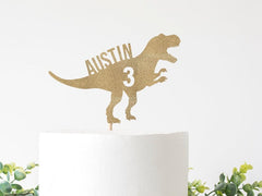 Dinosaur Birthday Decorations, Dinosaur Cake Topper, Custom Trex Cake Decoration, Personalized 1st 2nd 3rd 4th 5th Dino T-Rex Party Supplies - Pretty Day