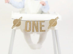 First Trip Around the Sun High Chair Banner, Planet Cake Smash Decoration, Space 1st Birthday Decor Party Supplies - Pretty Day