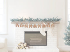 Christmas Fireplace Mantle Garland, Christmas Mantel Decor, Gingerbread House Christmas Banner Bunting, Gingerbread House Decorating Party - Pretty Day