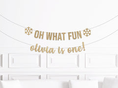 Oh What Fun It Is To Be One Banner, Winter 1st Birthday Decorations, Personalized Oh What Fun Decor, Christmas First Birthday Cake Smash - Pretty Day