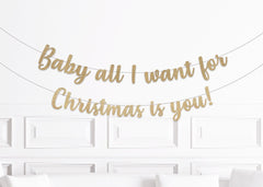 Christmas Baby Shower Decorations, Baby all I want for Christmas is you Banner, Winter Baby Shower Theme Decor, Christmas Baby Shower Sign - Pretty Day