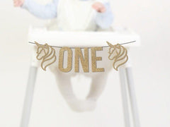 Unicorn Highchair Banner, Unicorn 1st Birthday Decorations, Unicorn Cake Smash Decor, High Chair Sign Unicorn Theme, First Birthday Girl One - Pretty Day