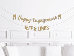 Engagement Sign With Names, Happy Engagement Banner , Engaged Party Decorations, Engaged Personalized Custom Customized Backdrop - Pretty Day