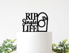 Halloween Bachelorette Cake Topper, RIP Single Life Decorations, Halloween Bridal Shower Decor Sign, RIP to, Black - Pretty Day