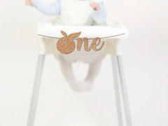 Our Little Cutie is Turning One High Chair Banner, Cutie Orange Theme Themed Cake Smash Sign, Decor, Decorations Party Supplies - Pretty Day