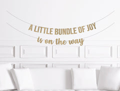 Christmas Baby Shower Decorations, A Little Bundle of Joy Is On The Way Banner, Winter Baby Shower Decor,  Holiday Shower Party Supplies - Pretty Day