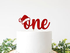 Christmas 1st Birthday Decor, Winter First Birthday Cake Topper, Santa Cake Smash Sign, December One Girl Boy - Pretty Day