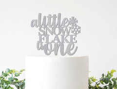 Winter 1st Birthday Decorations, A Little Snowflake is One Theme Decor Boy Girl Cake Topper Sign,  Our Christmas, First Birthday - Pretty Day