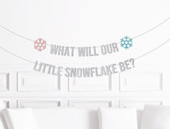 What Will Our Little Snowflake Be? Gender Reveal Banner Sign, Winter Gender Reveal Decorations, Christmas Gender Reveal Decor, Party - Pretty Day