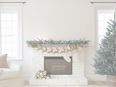 Christmas Fireplace Mantle Garland, Christmas Mantel Decor, Santa Reindeer  Christmas Banner Bunting, Office Work Christmas Party - Pretty Day