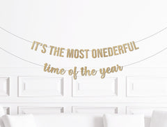 It&#39;s The Most Onederful Time of the Year Banner, Christmas 1st Birthday Party Decorations, December First Birthday Decor Party Supplies Sign - Pretty Day