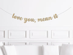 Love You, Mean It Valentine&#39;s Day Banner, Galentines Party Decor, Valentine&#39;s Baby Shower Decorations Party Supplies - Pretty Day