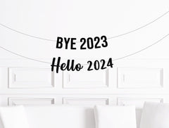 New Years Banner Bye 2023 Hello 2024 Gold Glitter Banner, Funny New Years Party 2023 Decorations New Year&#39;s Eve Decor - Pretty Day