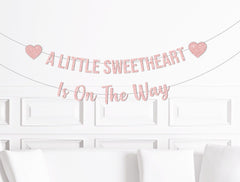 Valentines Day Baby Shower Decorations, A Our Little Sweetheart Is On The Way Banner, Valentine Decor, Is Almost Here, Conversation Heart - Pretty Day