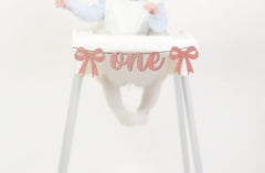 Coquette 1st Birthday Decorations, Bow High Chair Banner, Bow Party Decorations, Cake Smash Sign Girly, Feminine, Ribbon Theme Themed - Pretty Day