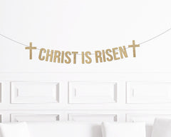 Christ is Risen Banner, He is Risen Sign, Easter Decor Christian, Religious Holiday Decor, Cross Party Supplies - Pretty Day