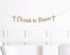 Religious Easter Decor, Christ is Risen Banner, He is Risen Sign, Religious Holiday Decor, Cross Party Supplies - Pretty Day