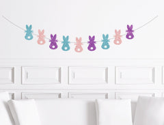 Easter Bunny Bunting, Easter Garland, Bunny Mantle Decoration, Pastel Kids Easter Decor - Pretty Day