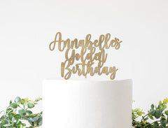 Custom Golden Birthday Cake Topper, Champagne Birthday Decorations, Golden Birthday Decor, Party Supplies, Name Age - Pretty Day