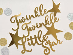 Twinkle twinkle Little star cake topper, Baby Shower, First Birthday party decoration, decor, Calligraphy, gold glitter, silver, pink theme - Pretty Day