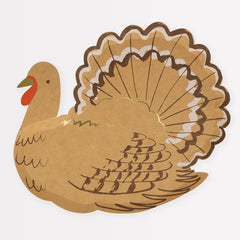 Meri Meri Thanksgiving Turkey Shaped 9" Paper Plates 8 Pack