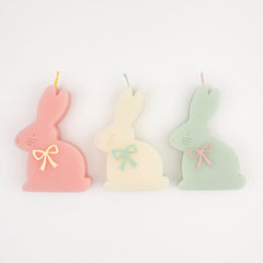 Bunny Bow Easter Candles 3pk.