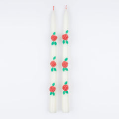 Rose Taper Candles 2pk.