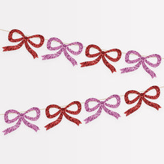 Red & Pink Glitter Bow Garland - Pretty Day