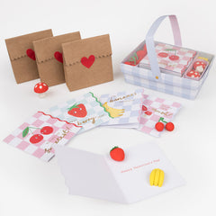 Fruit Basket Kids Valentine's Cards & Erasers Set 12pk.