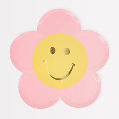Happy Face Flower Plates - 8pk S4052 - Pretty Day