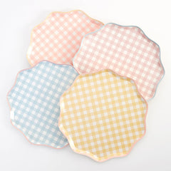 Meri Meri Pastel Gingham Paper Dinner Plates - 12pk