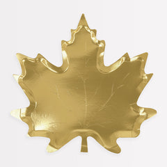 Thanksgiving Gold Maple Leaf Paper Plates - 8 Pk