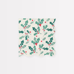 Christmas Holly Pattern Napkins Small 16pc.