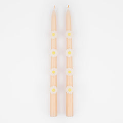 Pink Daisy Taper Candles 2pk.